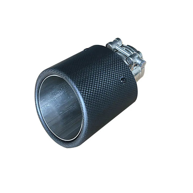 Oval flat carbon fibre exhaust tail pipe 114x160mm in bright black finish on a modified car