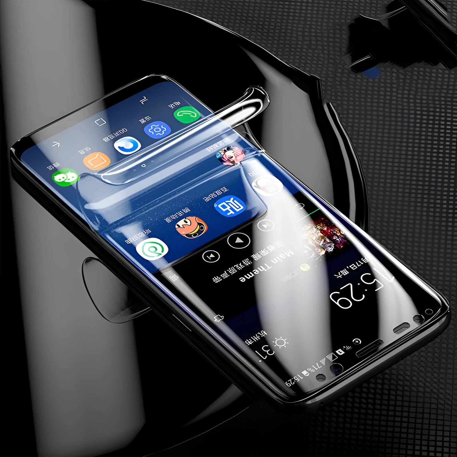Purple hydraulic hydrogel screen protector for Samsung curved smartphones