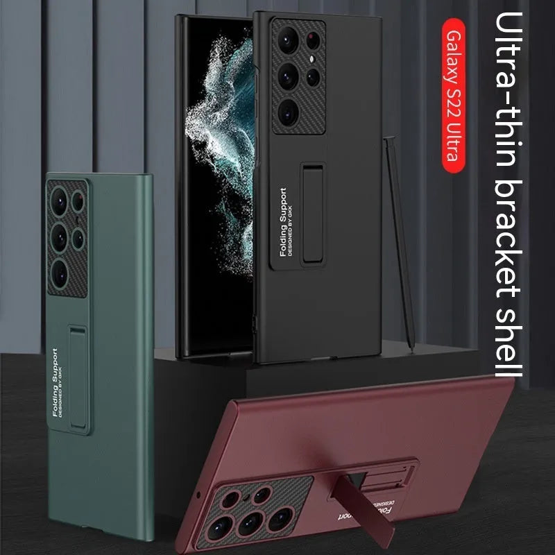 Four-colour Samsung Galaxy ultra-thin bracket phone case with solid colour finish