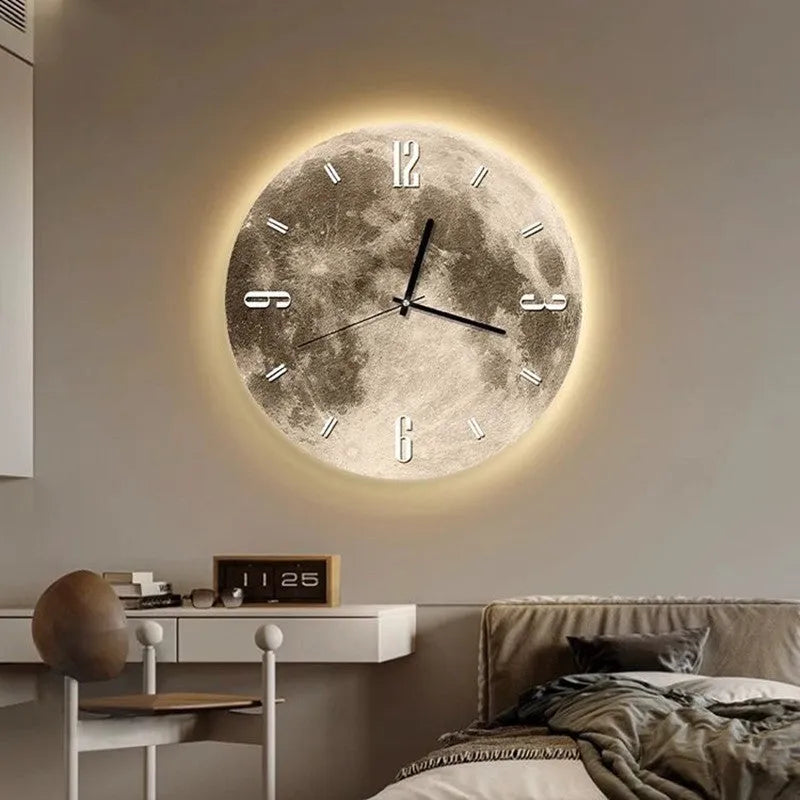 Plastic wall clock with optional LED ambient light ring and month calendar, shown in 30cm, 40cm and 50cm sizes.