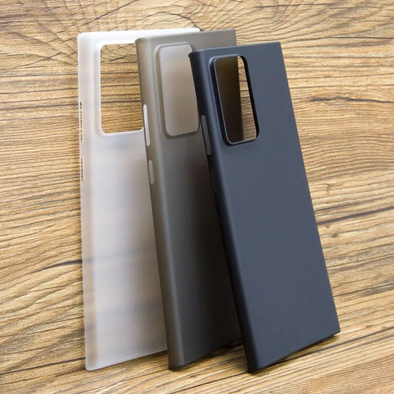 Ultra-thin matte PP phone case for Samsung Note 20 Ultra in black colour showing back cover design