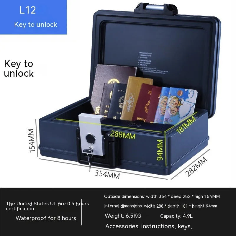 L12 Mechanical 6500G portable steel password safe with combination dial.