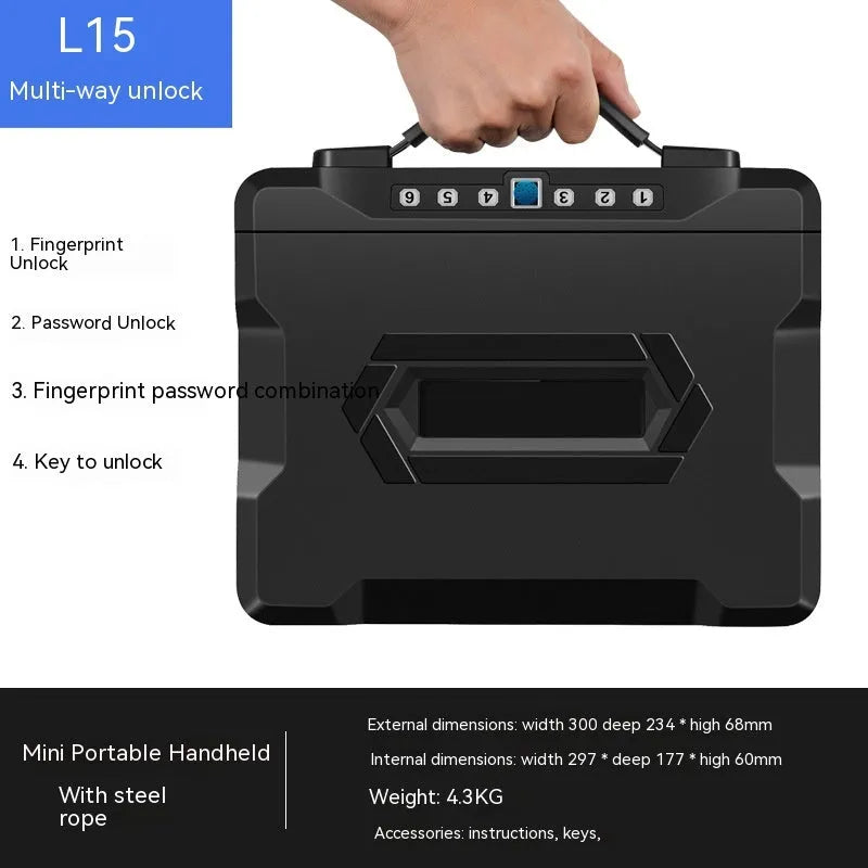 L12 Mechanical 6500G portable steel password safe with combination dial.