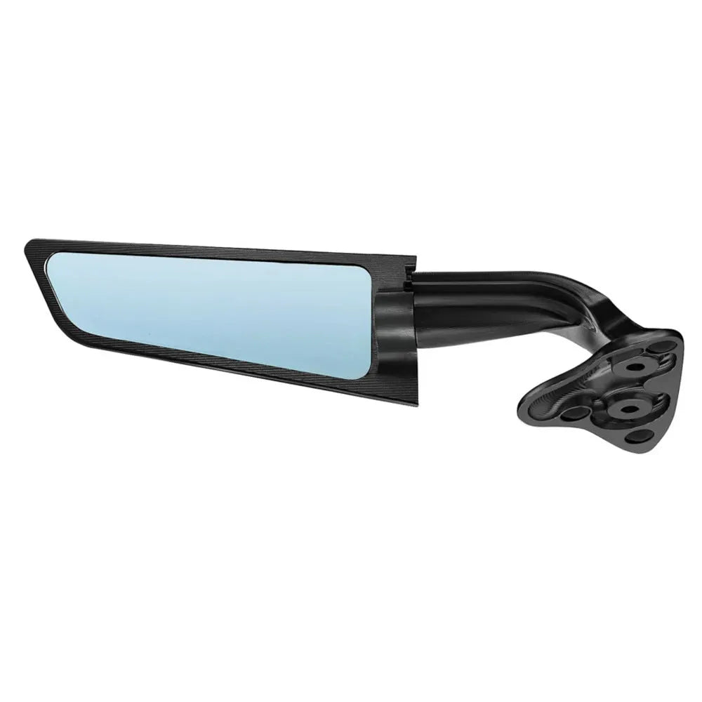 Pair of black CNC aluminium rotating rearview mirrors for Yamaha YZFR6 and R7 motorcycles on white background