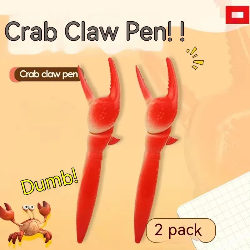 Novelty ballpoint pen with a red toy crab clip that has movable legs and claws.