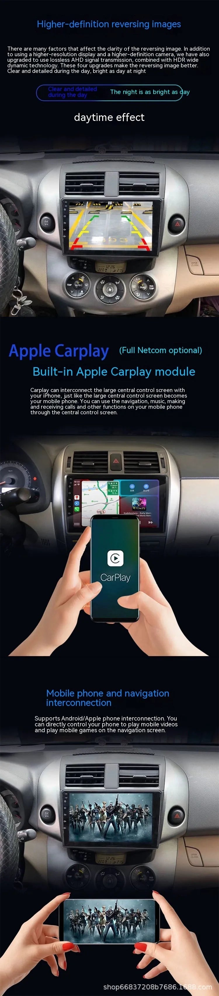 Volkswagen Fox dashboard with installed 9-inch Android touchscreen centre console unit showing navigation map.