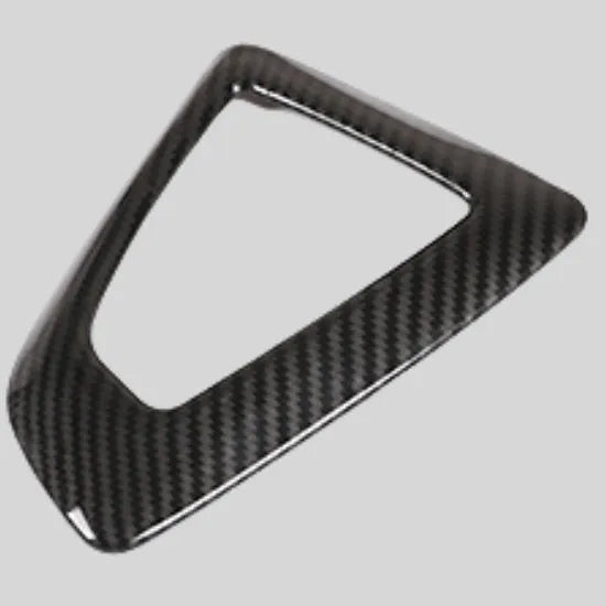 BMW carbon fibre pattern gear base frame panel measuring 13cm by 9cm