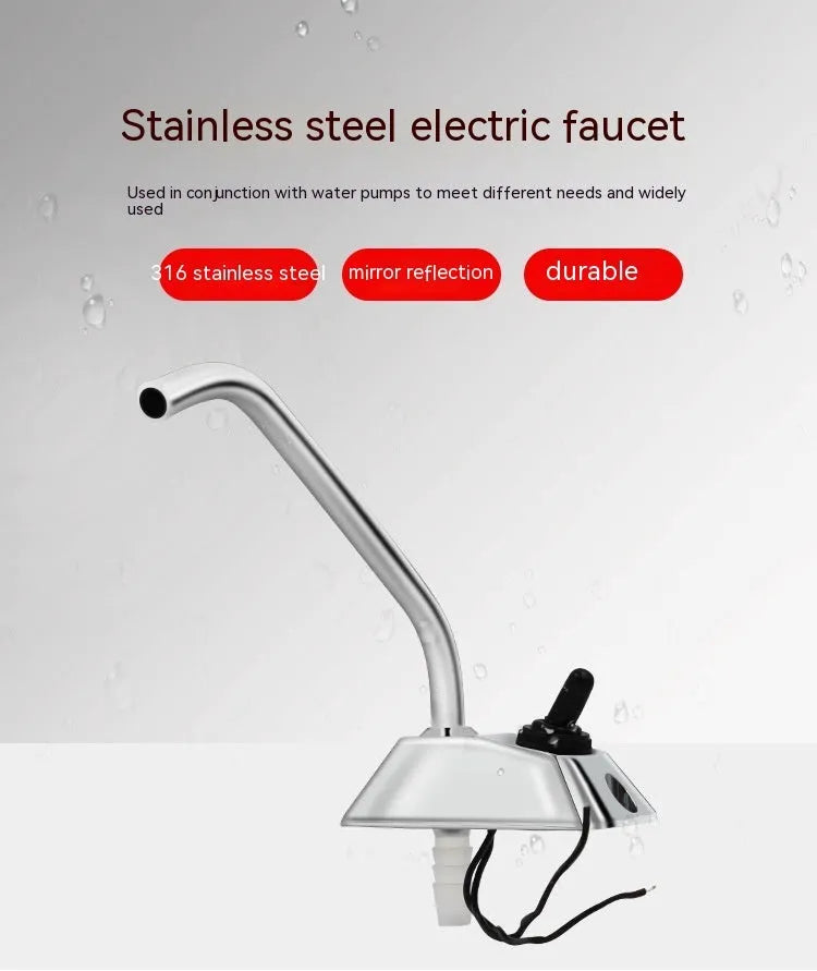 Electronic control rotating faucet with mirror polished 316 stainless steel finish for RV kitchen installation