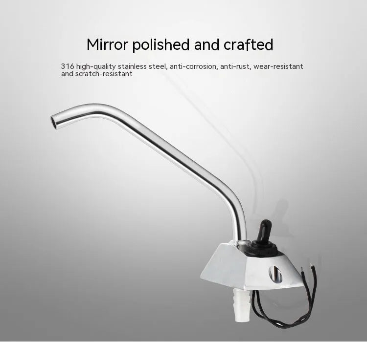 Electronic control rotating faucet with mirror polished 316 stainless steel finish for RV kitchen installation