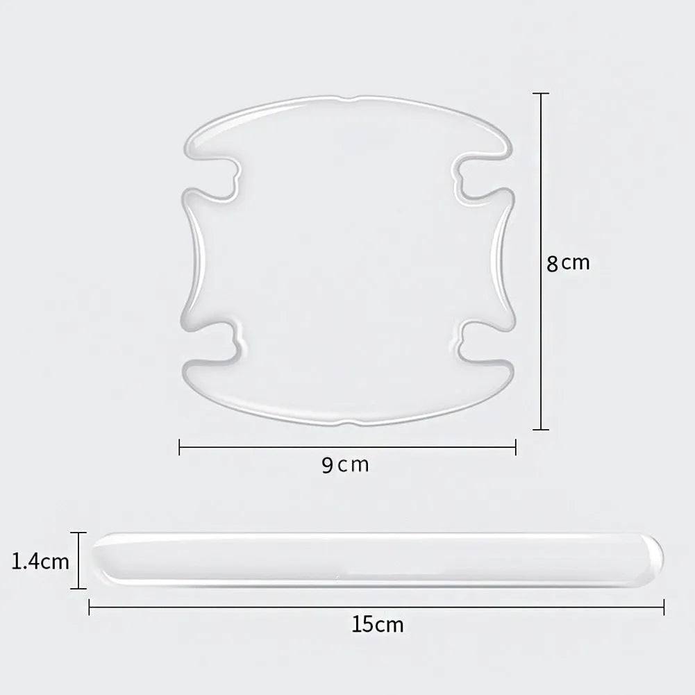 Clear 3D vinyl car door handle protective stickers in 4-piece set for scratch prevention