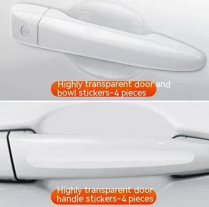 Clear 3D vinyl car door handle protective stickers in 4-piece set for scratch prevention