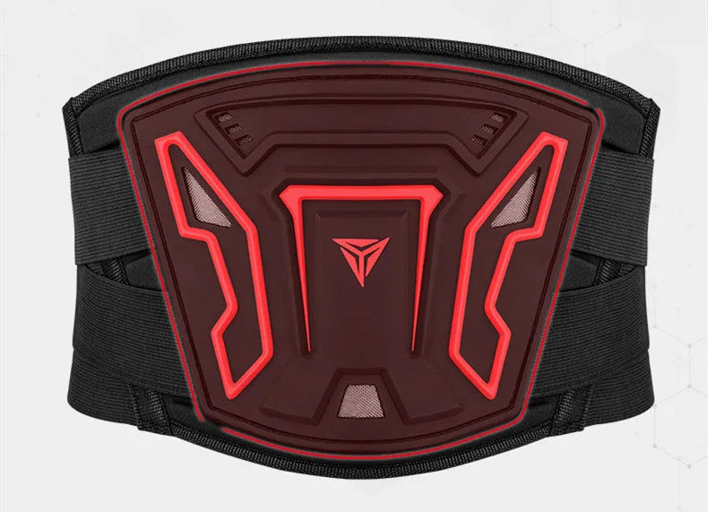 MDL1028 black and red motorcycle riding waist support harness made from PVC and polyester