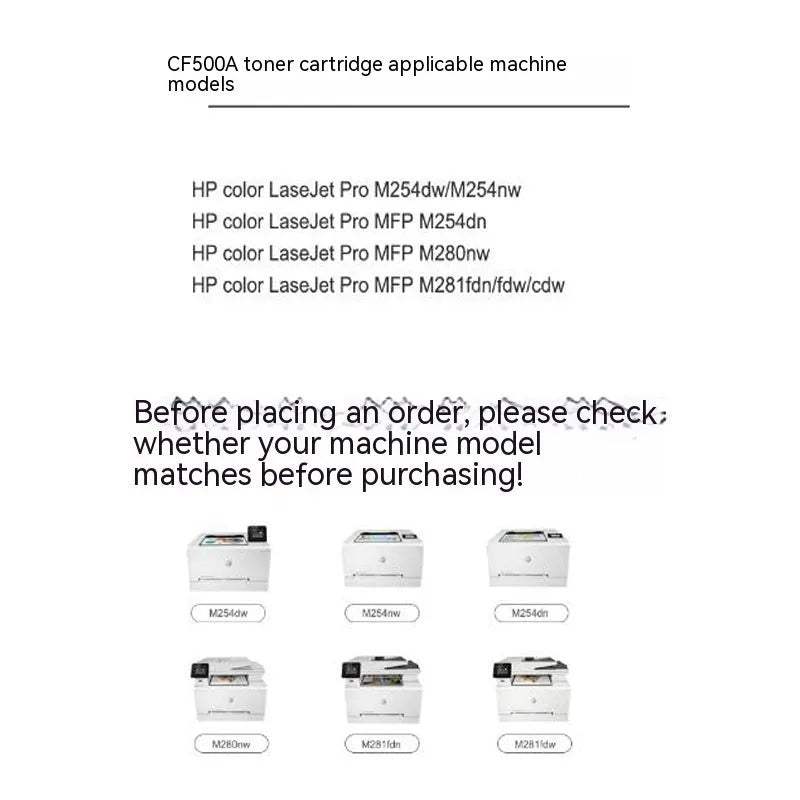 HP 202A CF500A compatible black toner cartridge for M281fdw printer with integrated drum