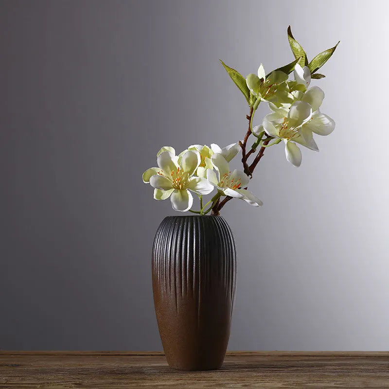 Ceramic small vase in Japanese style with glazed pottery surface, one of six colour options