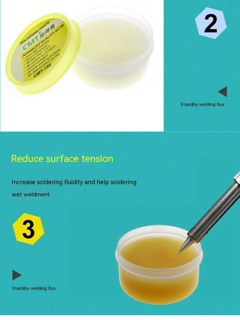 Pot of rosin soldering flux paste for electric soldering iron, 50g or 85g size
