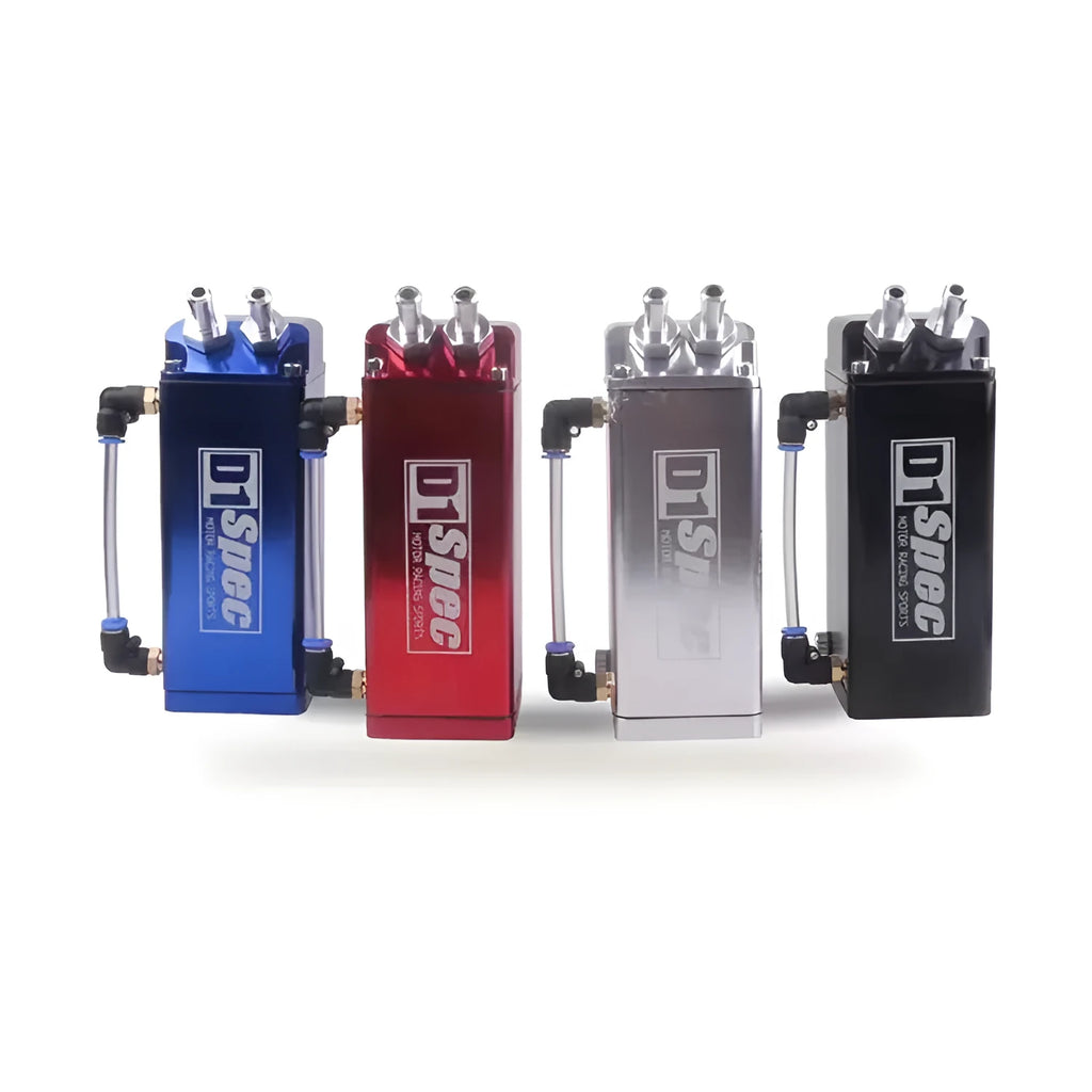D1 double hole engine oil catch tank in red, blue, black, or silver for car modification