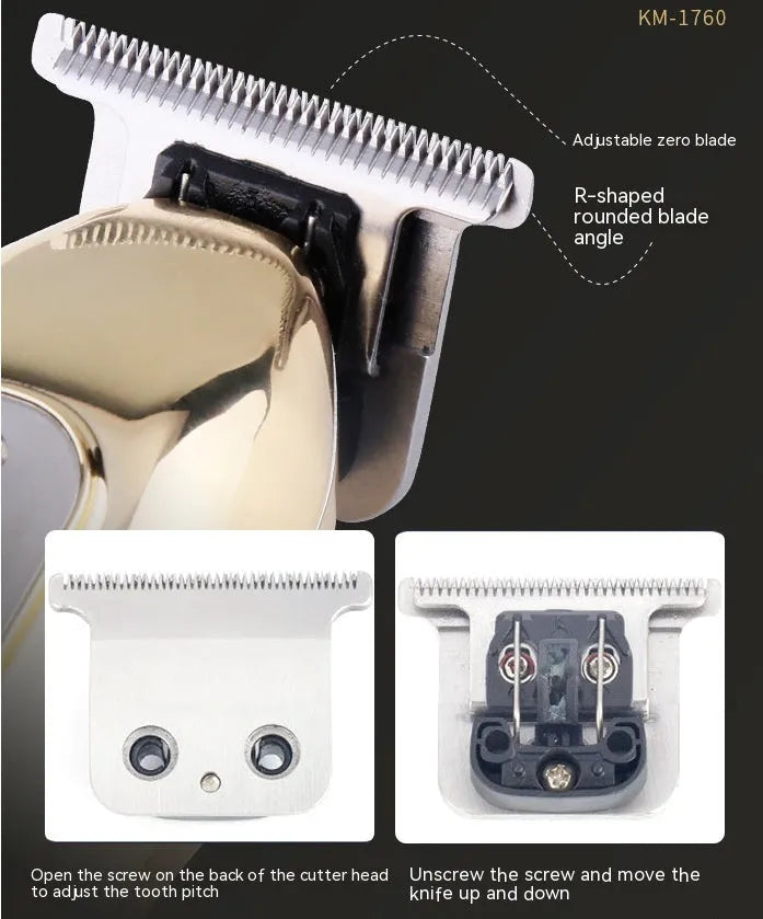 LCD digital display USB high power electric hair clipper in gold and black with limit combs