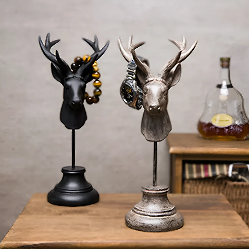 32cm tall resin animal figurine in black, white or wood colour for shelf decoration