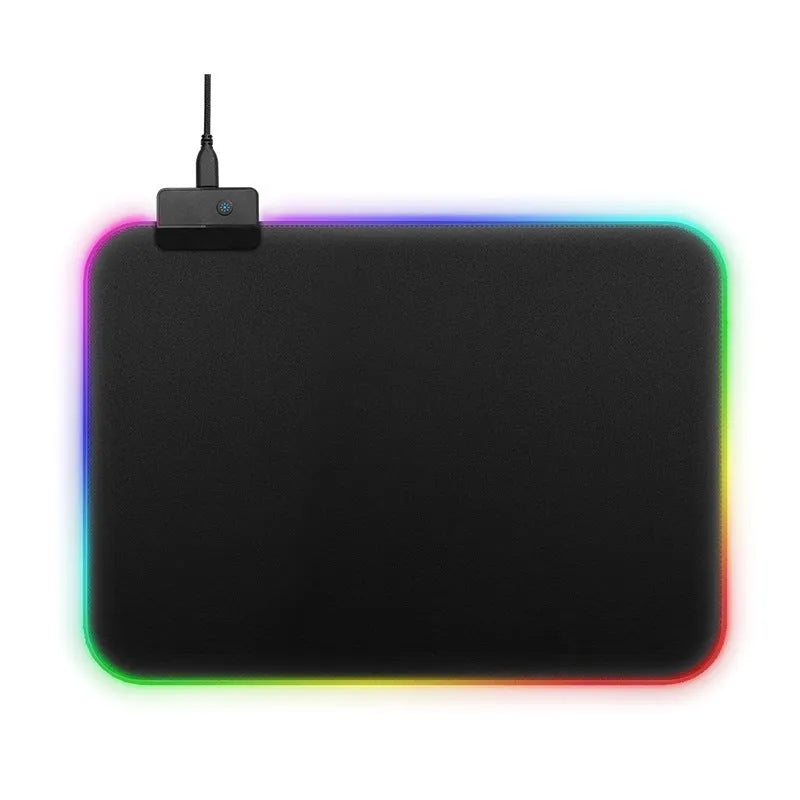 Gaming mouse pad with RGB LED lighting on four edges, 800x300mm cloth surface on rubber base