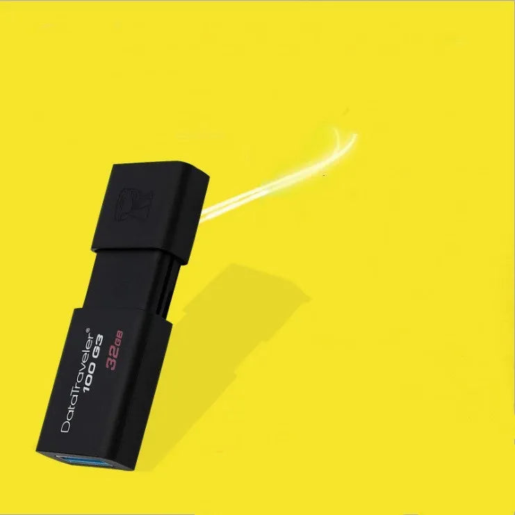 Black USB flash drive with sliding cover and ABS casing for mobile and computer dual-use