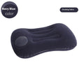 Portable inflatable travel pillow in grey colour showing 45x30x13cm thickening size and modern design
