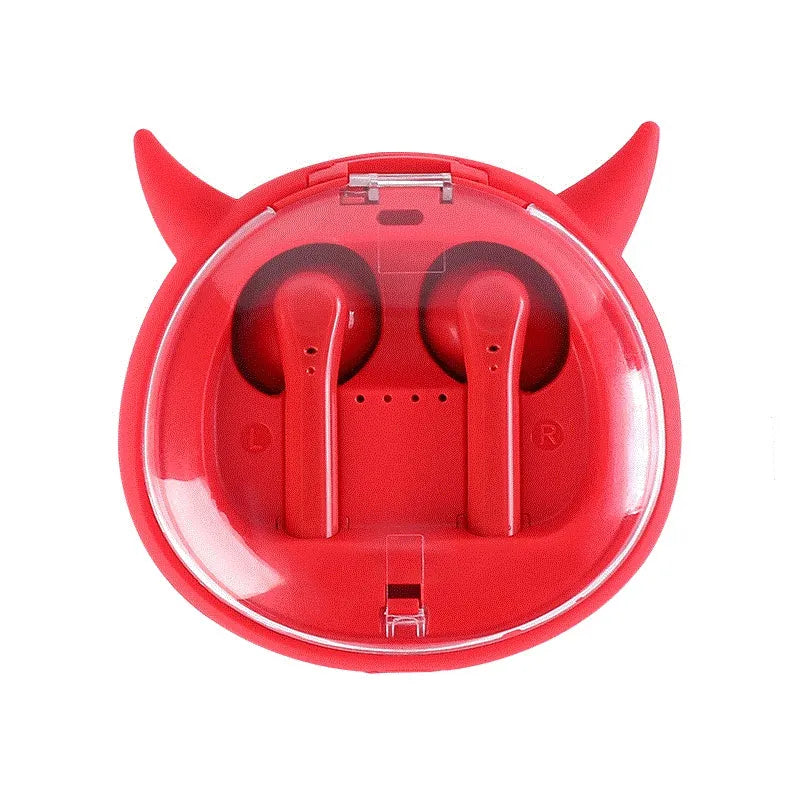 Macaron Red TWS Bluetooth 5.0 wireless headset with in-ear design and compact dimensions