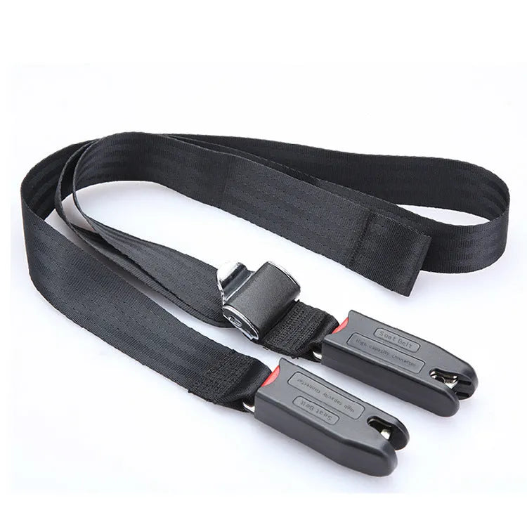 Black Isofix soft connection belt with steel fastener for car child safety seat universal two-point fixing