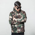 Men's winter camouflage cotton hooded jacket with zip front, available in multiple sizes