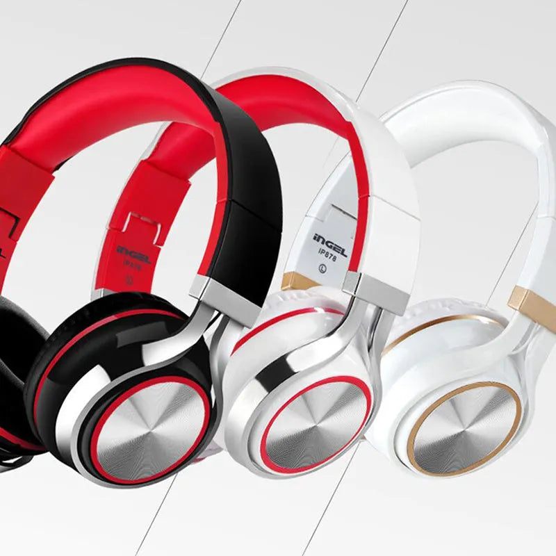 IP878 folding Bluetooth headset in black, blue, or white with 40mm horn