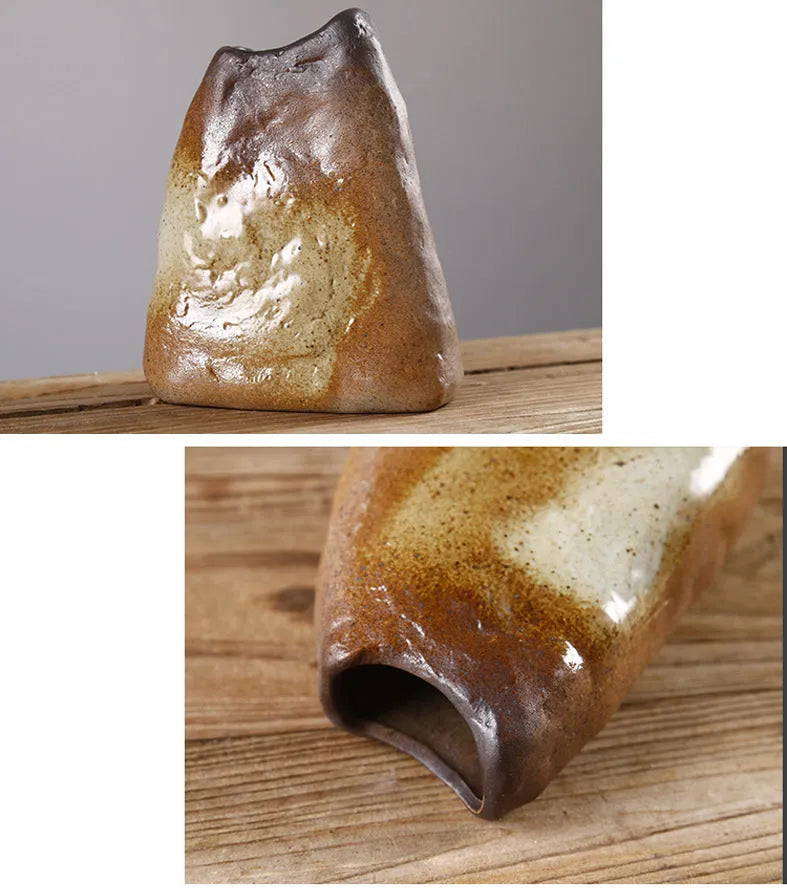 Ceramic small vase in Japanese style with glazed pottery surface, one of six colour options