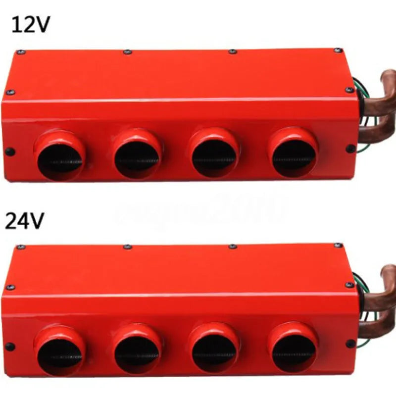 Metal car heater with four-hole copper pipe for 12V and 24V vehicle cabin heating