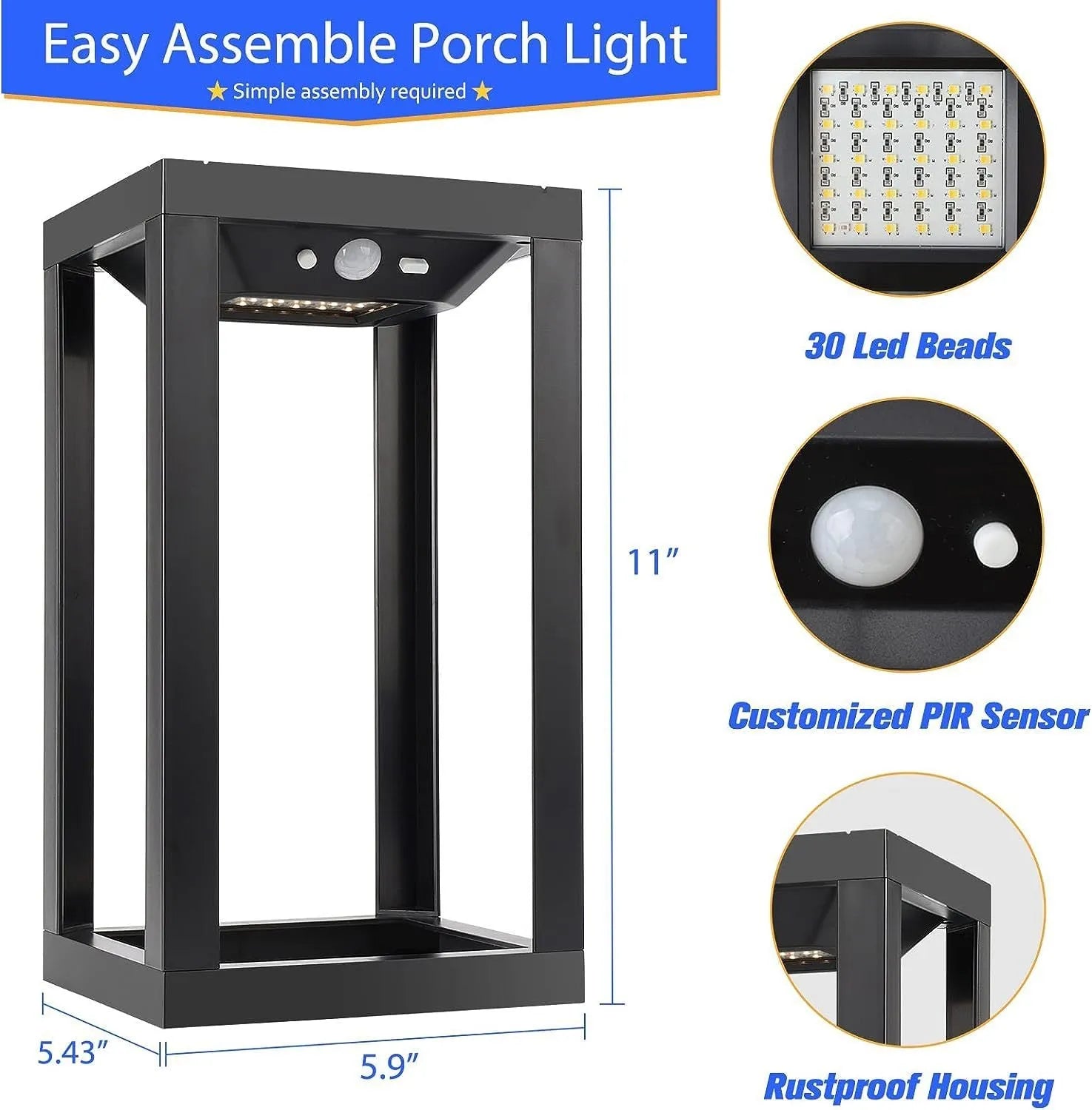 Modern Chinese style solar powered outdoor wall lamp with white plastic housing for garden courtyard lighting.