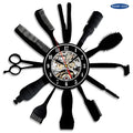 Black 12 inch vinyl record wall clock with silent mechanism and sticker clock face