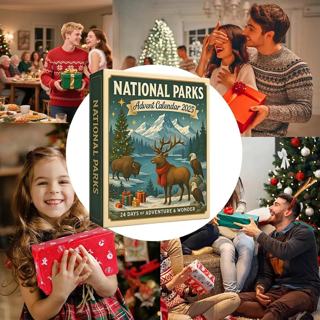Plastic advent calendar with trekking national parks theme for 2025 Christmas countdown