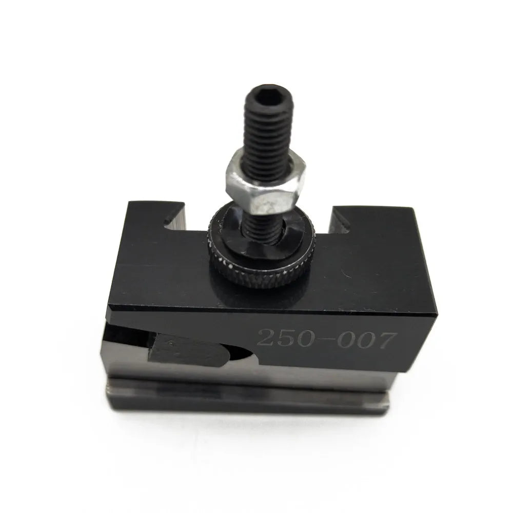 Machifit 250-000 wedge-type steel quick change tool post and holder for a woodworking lathe.
