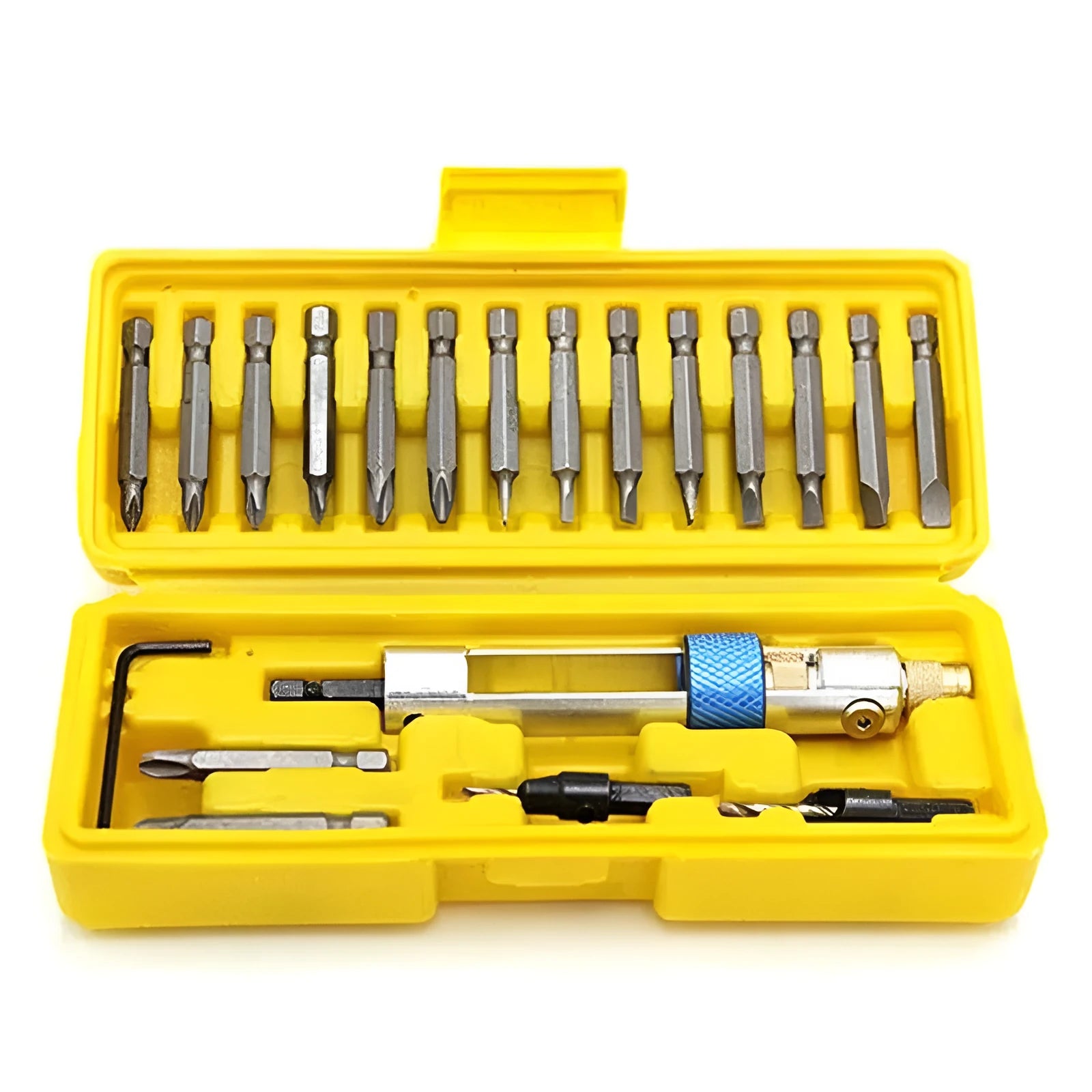 Half Time Drill driver with swivel head and set of 18 screwdriver and drill bits