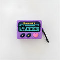 Retro purple BB machine cartoon silicone back cover for AirPods 1, 2, and Pro 3 with hook