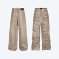 Marble dark straight loose A-line casual trousers in pure cotton denim fabric