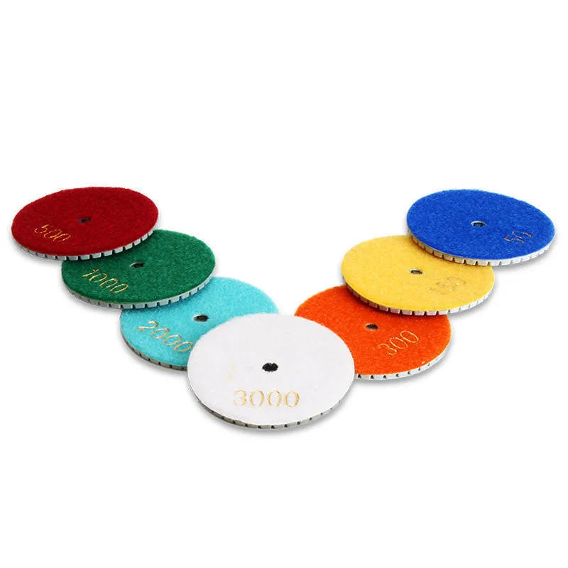Set of 10 stone polishing pads with 80mm diameter for granite and concrete surfaces