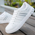 Men's sports shoes in black, grey, and white colours, shown with a size chart for EU sizes 39 to 44.