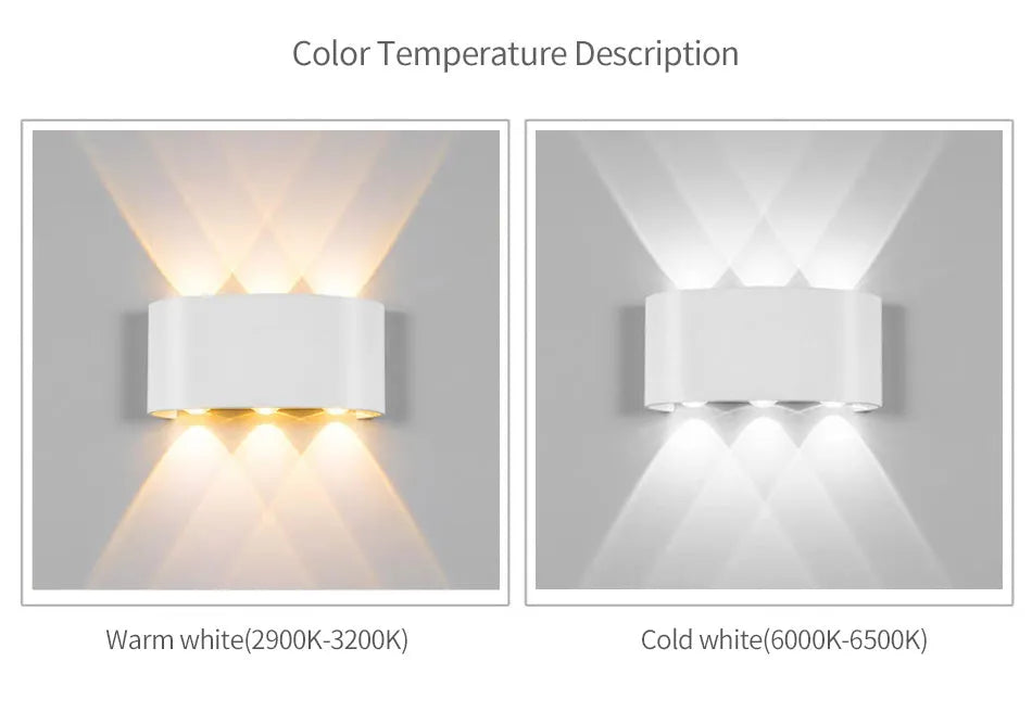 Waterproof LED wall lamp aluminium housing black white 2W 4W 6W warm cold white outdoor