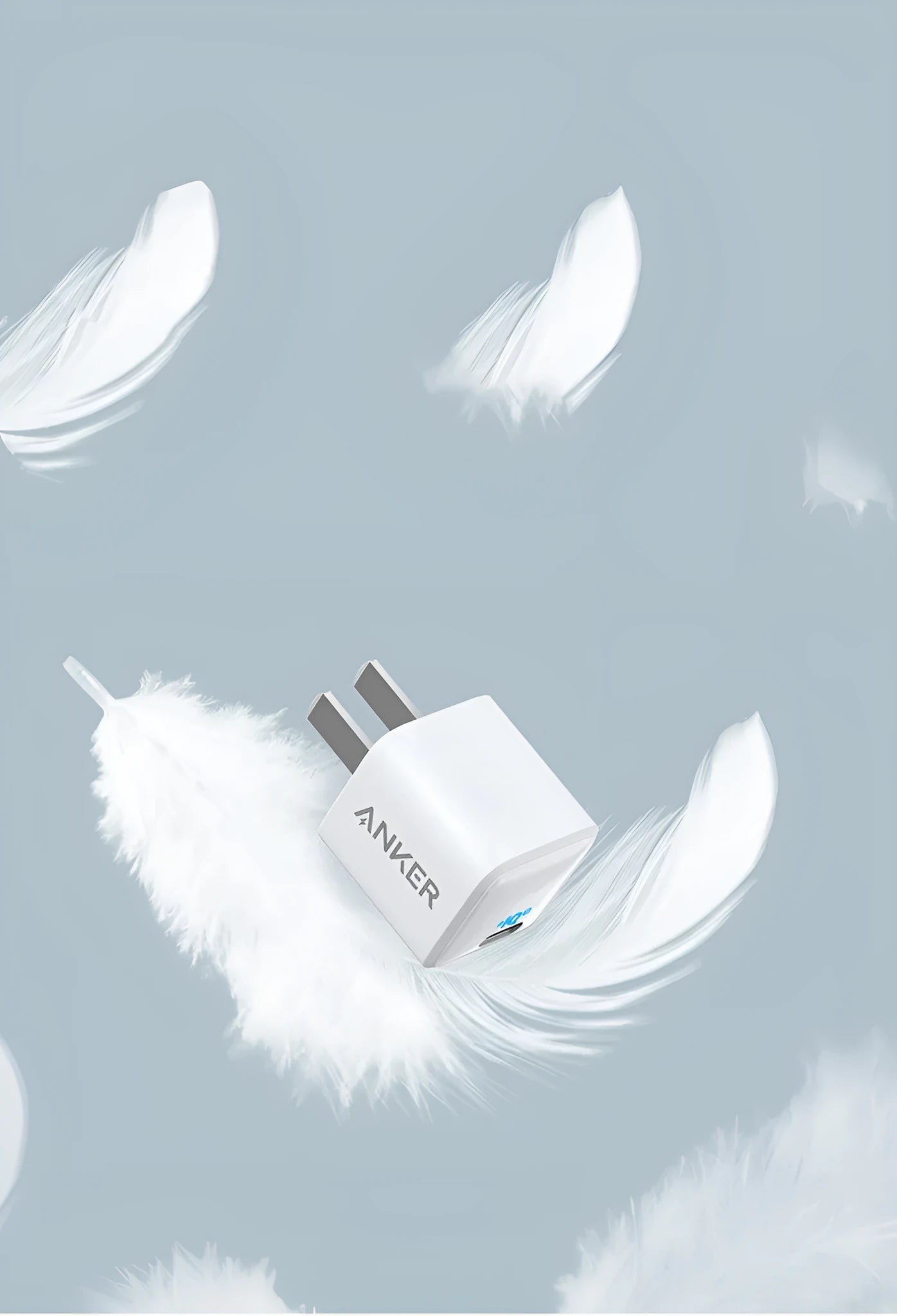 White 18W USB travel charger for mobile phones with fast charging capability