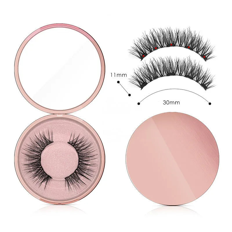 Magnetic eyeliner and false eyelash set with 5 pairs faux mink lashes, applicator tweezers, and storage case with mirror