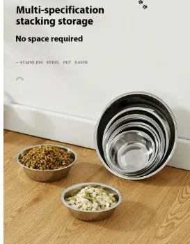 Stainless steel pet bowl with non-slip base in sizes from 13cm to 22cm