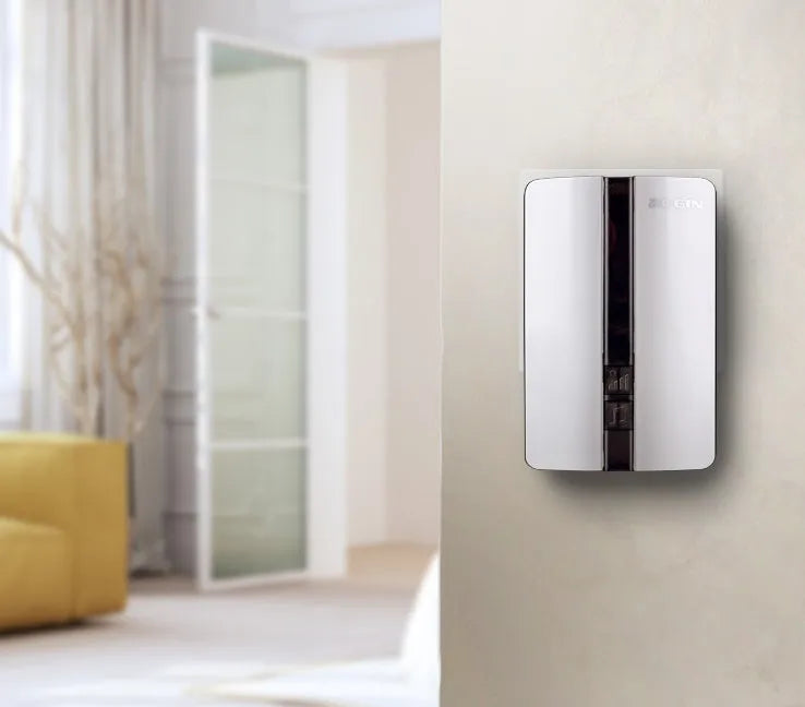 Wireless door bell with 150 metre range, 433MHz frequency, 110-250V bell power, and 4 volume levels