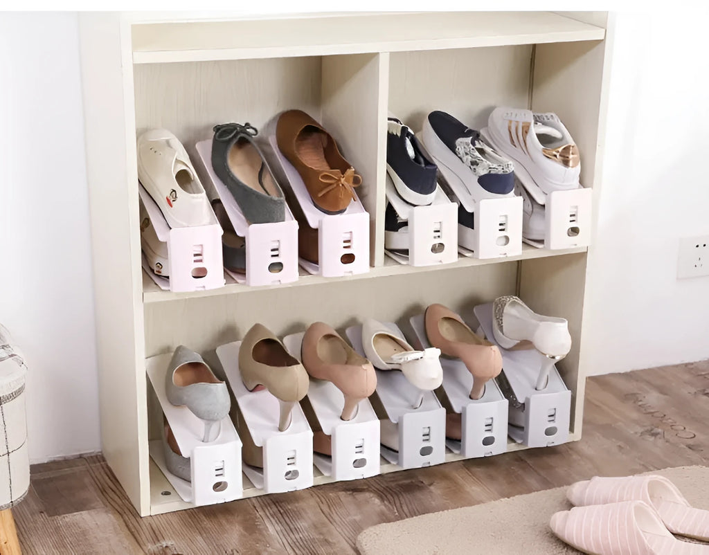 Double-layer adjustable shoe storage rack in apricot colour lightweight 200g