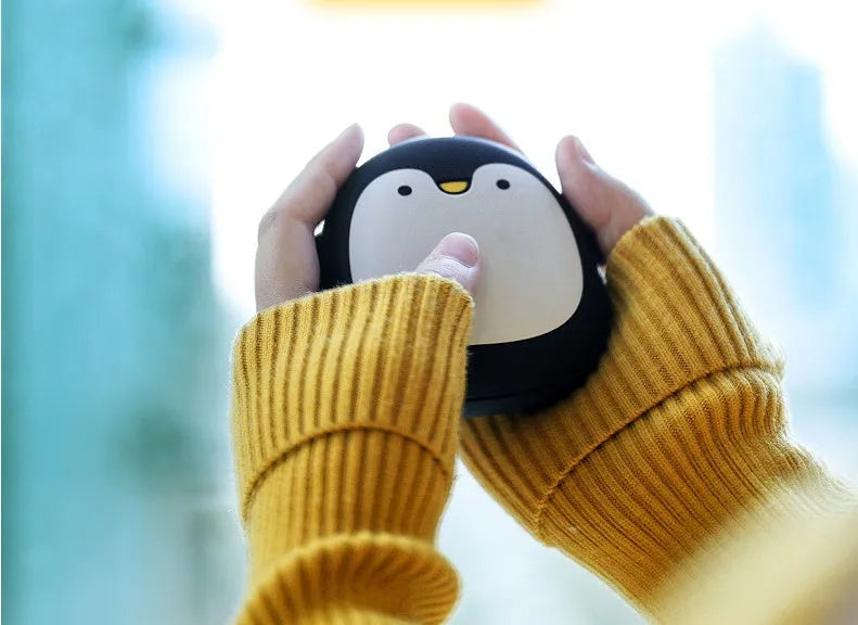 Cartoon penguin and polar bear USB rechargeable electric hand warmers with double-side heating