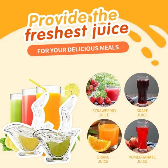 Transparent acrylic bird-shaped manual lemon juicer for fresh citrus extraction