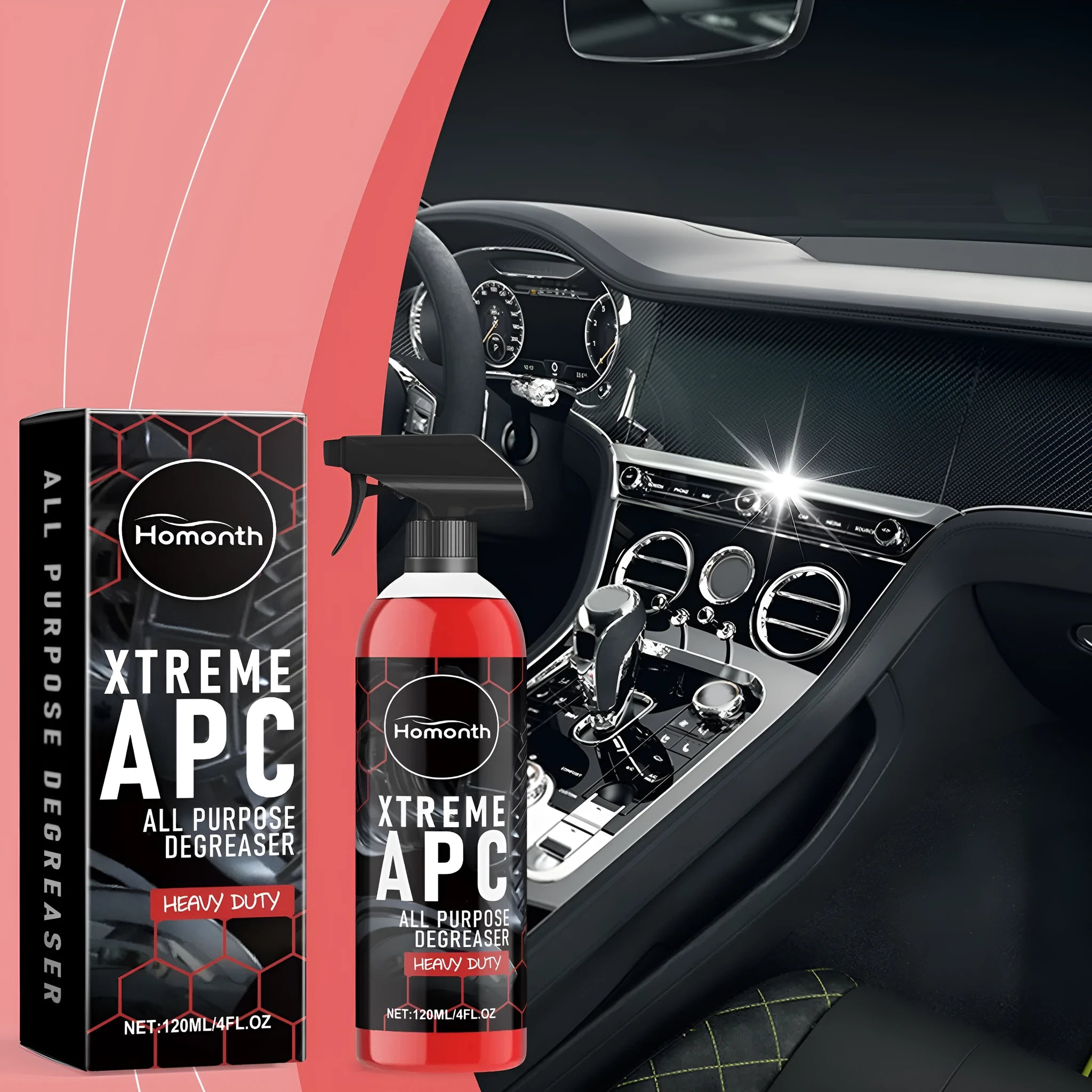 Car multifunction detergent 120ml bottle for cleaning fabric seats and steering wheels