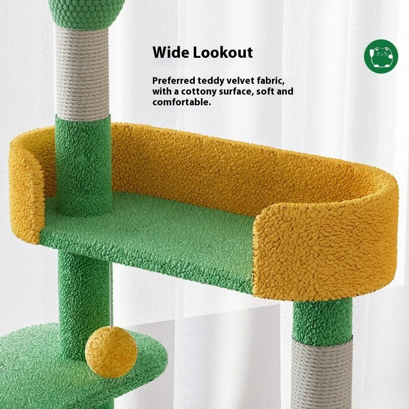 Large cactus cat climbing frame made from density plate in pastoral style with two size options